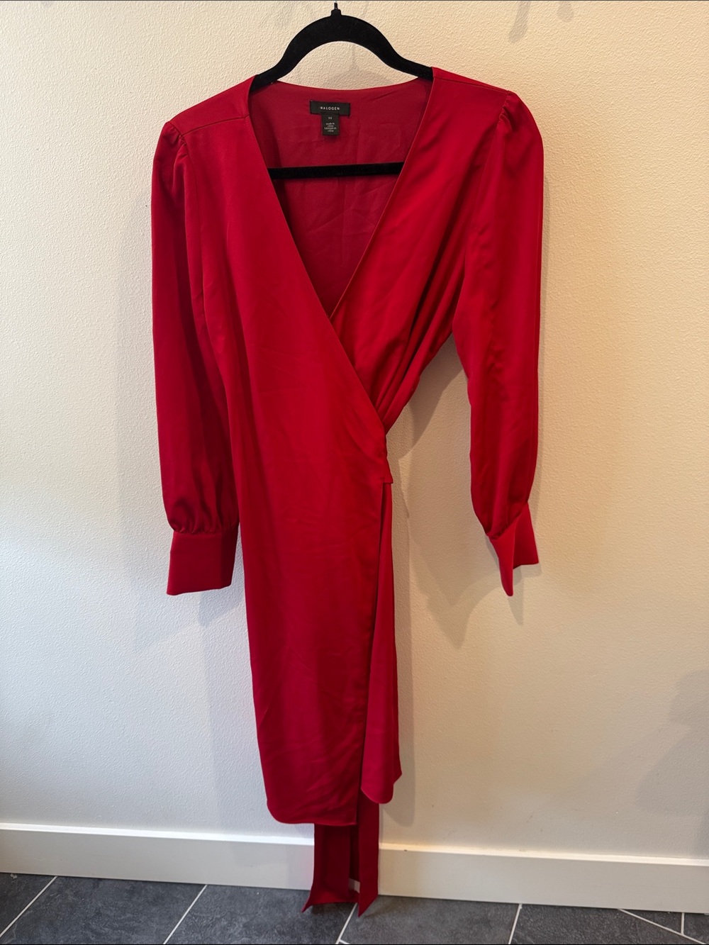 Halogen Red Wrap Midi Dress